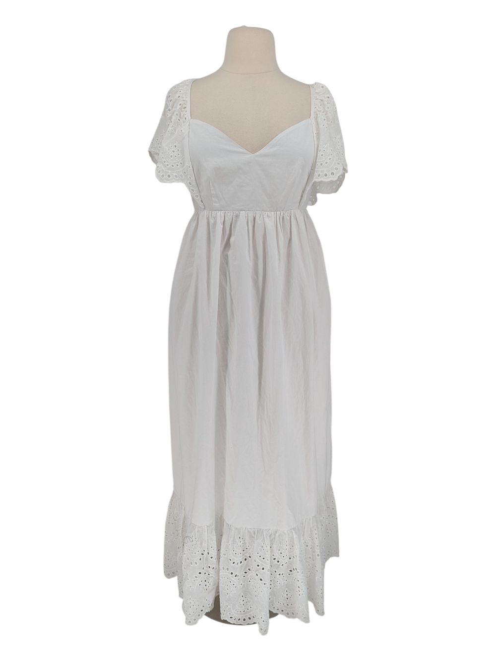 NEW Sugar Lips Eyelet Ruffle Maxi Cotton Dress White size XLarge cottagecore